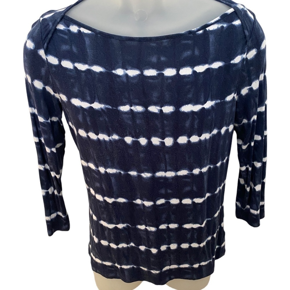MICHAEL KORS Blue & White Tie Dye Shirt Top Blouse Women PS Petite Small